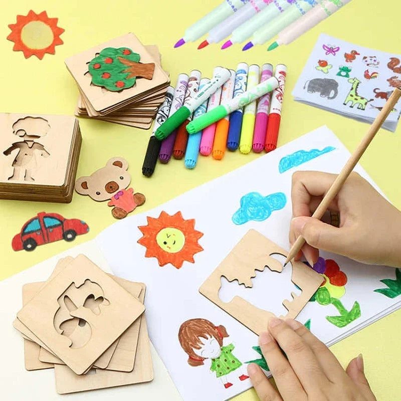 ArtShapes | Dessin Créatif pour Enfants - Ensemble de Pochoirs en Bois