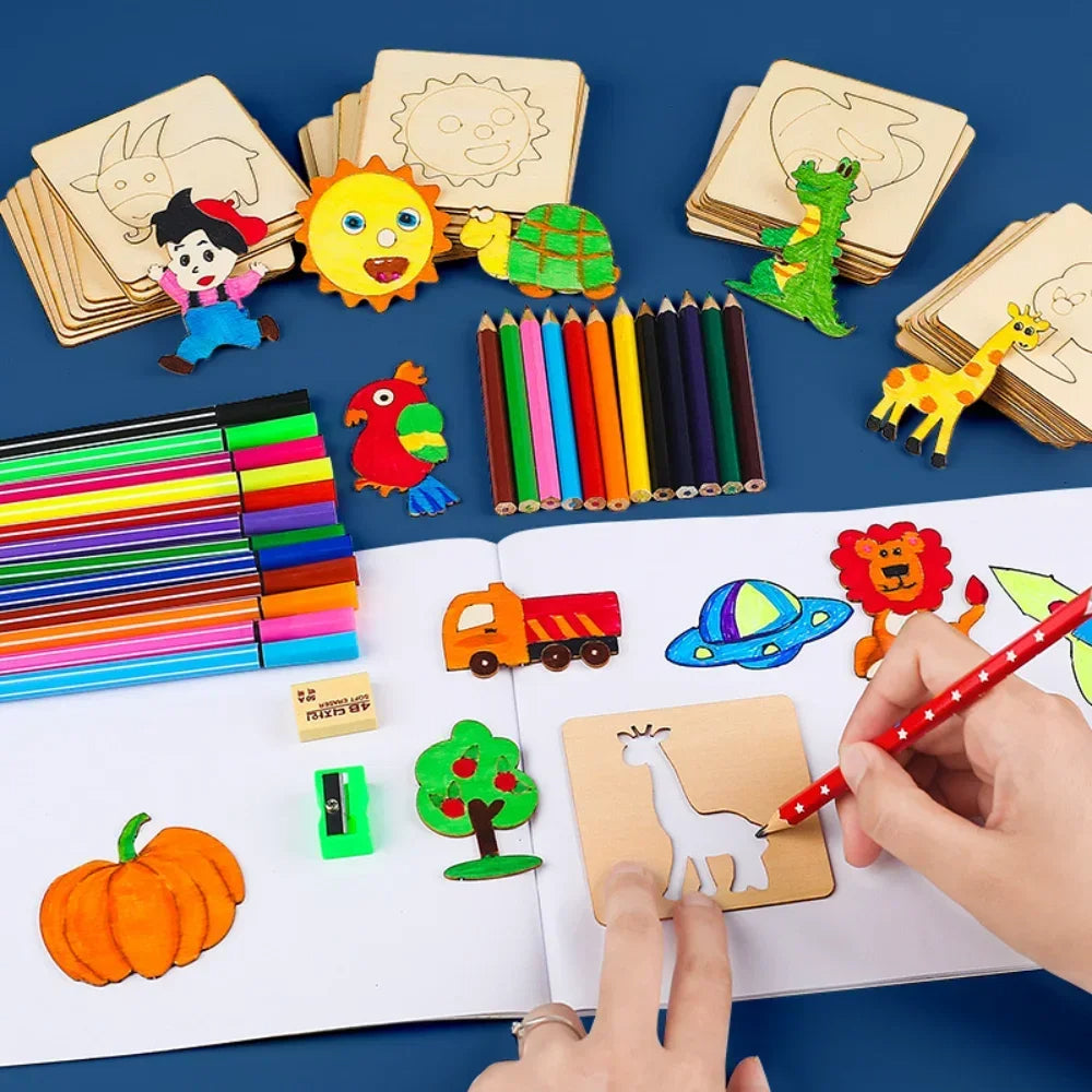 ArtShapes | Dessin Créatif pour Enfants - Ensemble de Pochoirs en Bois