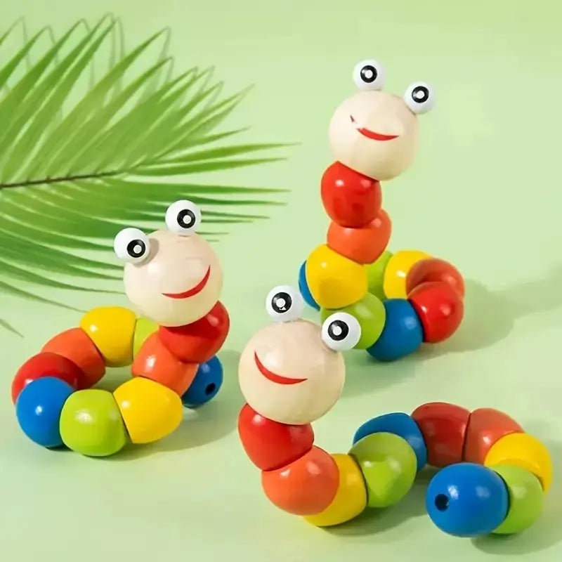 TwistyWorm | Plaisir Infini de Torsion et de Forme - Jouet en Bois de Chenille