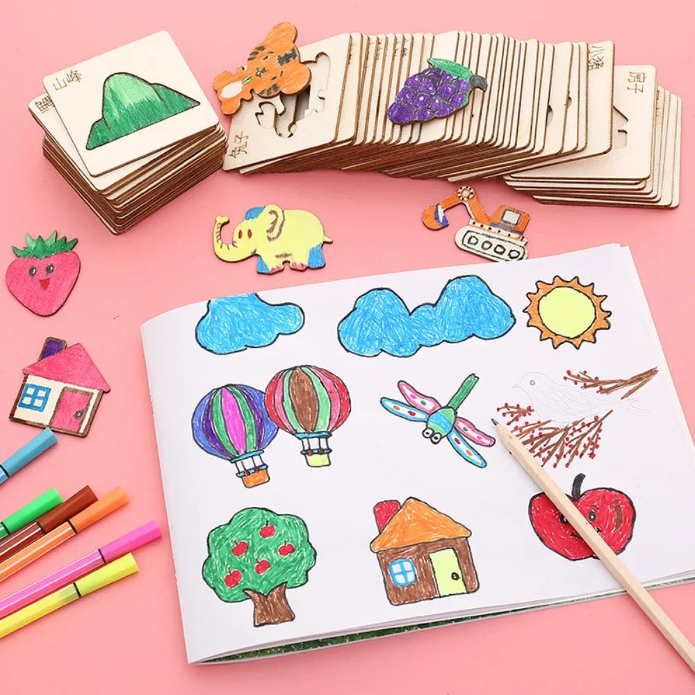 ArtShapes | Dessin Créatif pour Enfants - Ensemble de Pochoirs en Bois