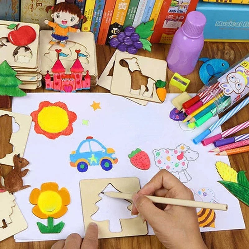 ArtShapes | Dessin Créatif pour Enfants - Ensemble de Pochoirs en Bois
