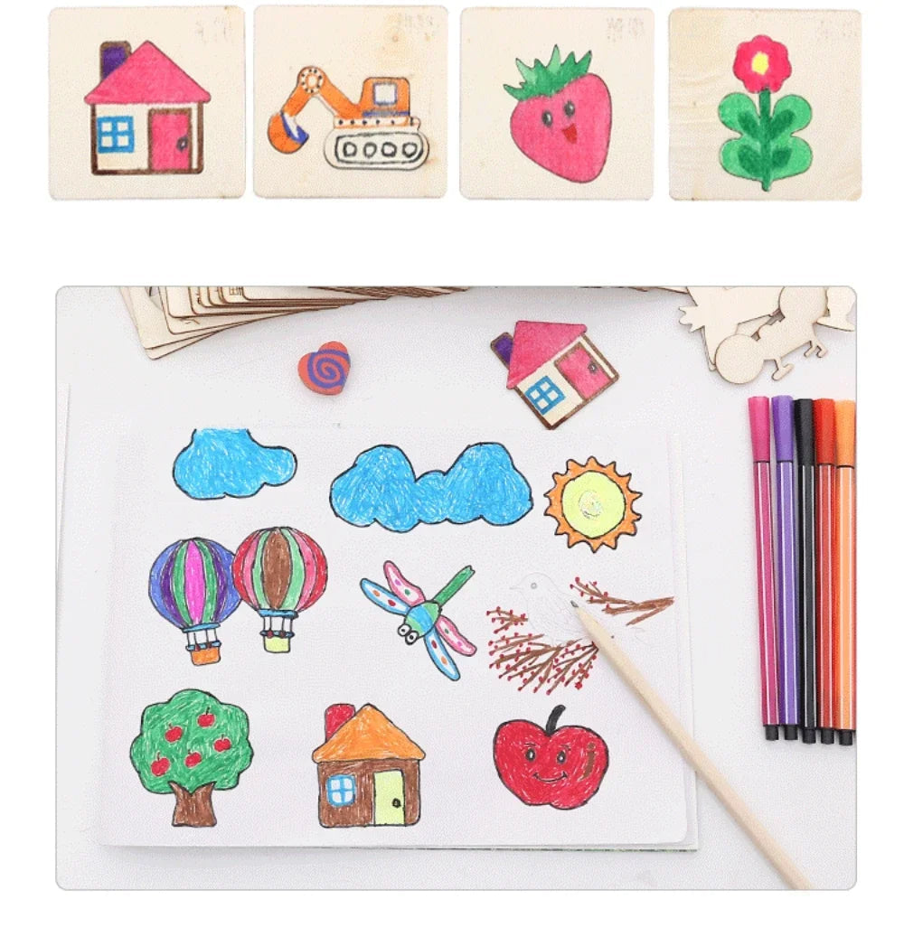 ArtShapes | Dessin Créatif pour Enfants - Ensemble de Pochoirs en Bois