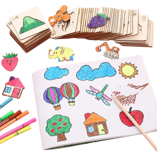 ArtShapes | Dessin Créatif pour Enfants - Ensemble de Pochoirs en Bois