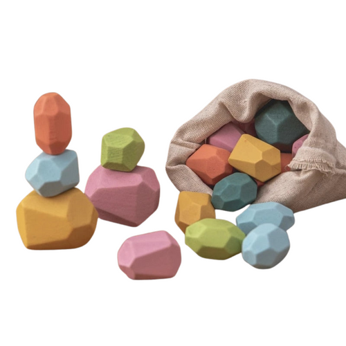 StoneStack | Construction et Équilibre avec Pierres Arc-en-ciel - Jouet Éducatif Montessori