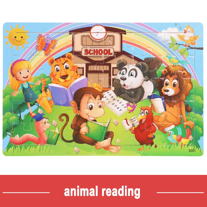 GeoPuzzle | Développez des Compétences avec des Animaux et des Véhicules - Puzzle en Bois