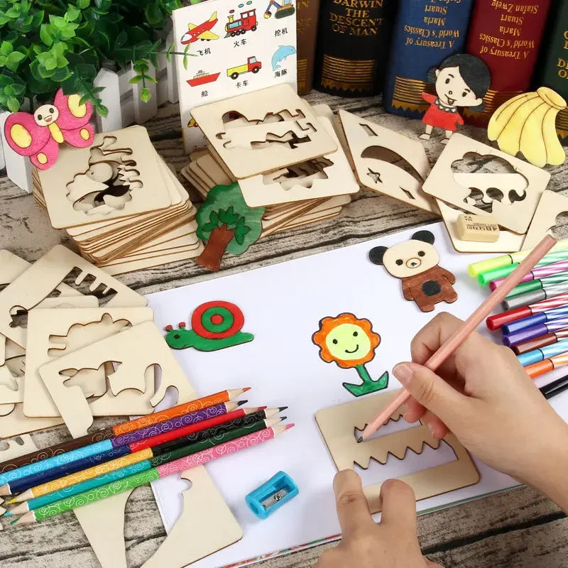 ArtShapes | Dessin Créatif pour Enfants - Ensemble de Pochoirs en Bois