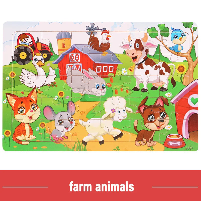 GeoPuzzle | Développez des Compétences avec des Animaux et des Véhicules - Puzzle en Bois