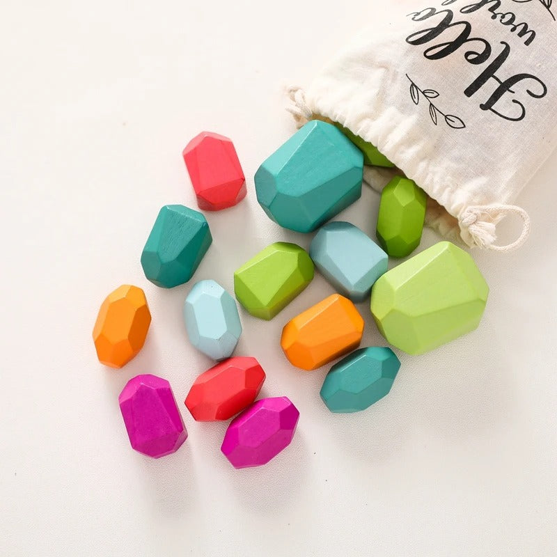 StoneStack | Construction et Équilibre avec Pierres Arc-en-ciel - Jouet Éducatif Montessori