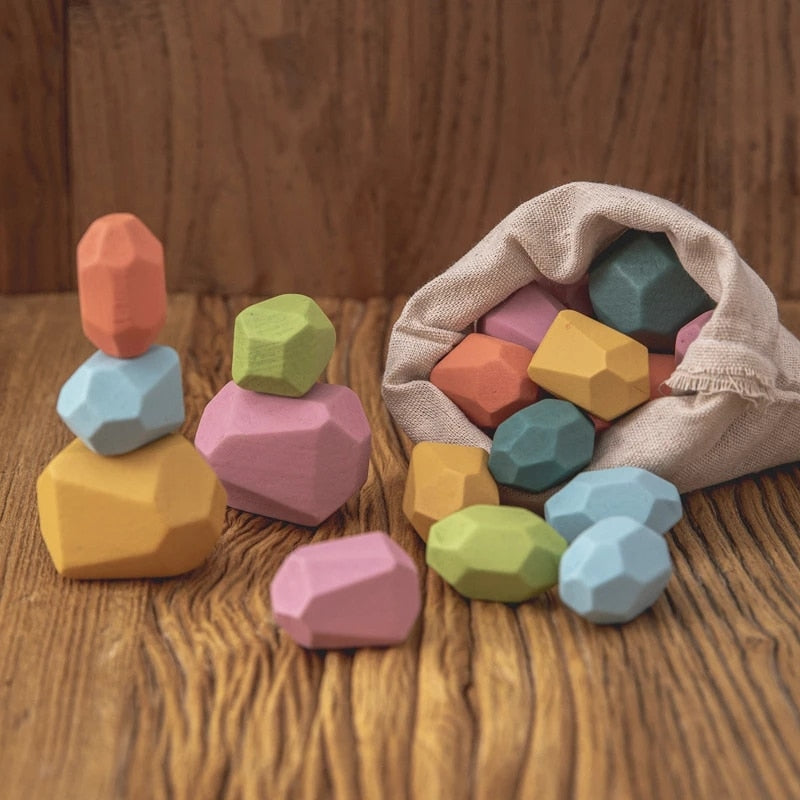 StoneStack | Construction et Équilibre avec Pierres Arc-en-ciel - Jouet Éducatif Montessori