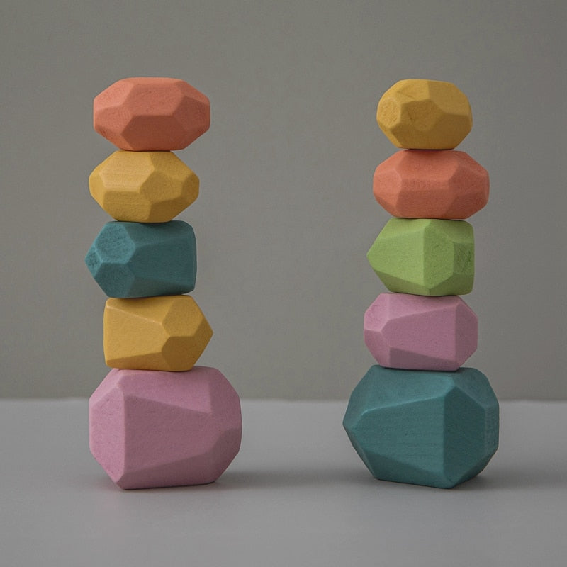 StoneStack | Construction et Équilibre avec Pierres Arc-en-ciel - Jouet Éducatif Montessori