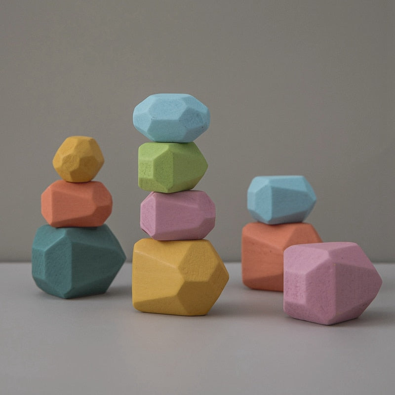 StoneStack | Construction et Équilibre avec Pierres Arc-en-ciel - Jouet Éducatif Montessori