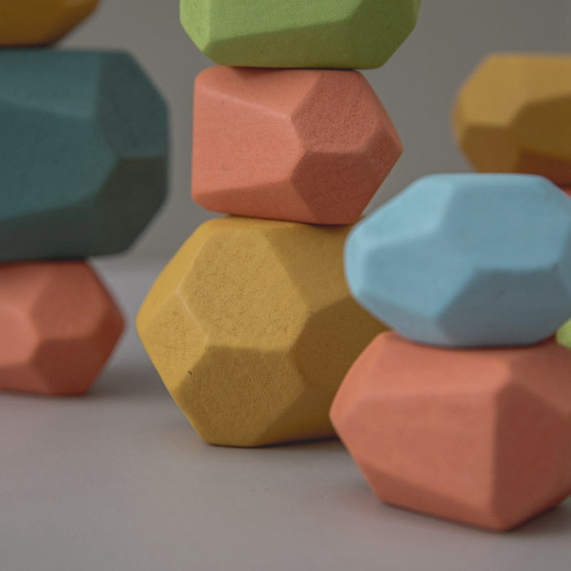 StoneStack | Construction et Équilibre avec Pierres Arc-en-ciel - Jouet Éducatif Montessori