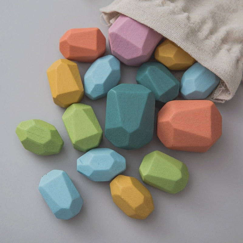 StoneStack | Construction et Équilibre avec Pierres Arc-en-ciel - Jouet Éducatif Montessori