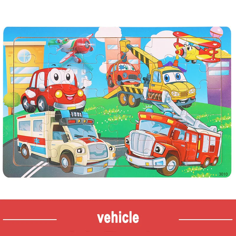 GeoPuzzle | Développez des Compétences avec des Animaux et des Véhicules - Puzzle en Bois