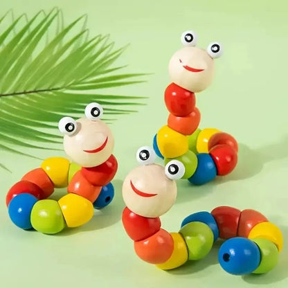 TwistyWorm | Plaisir Infini de Torsion et de Forme - Jouet en Bois de Chenille
