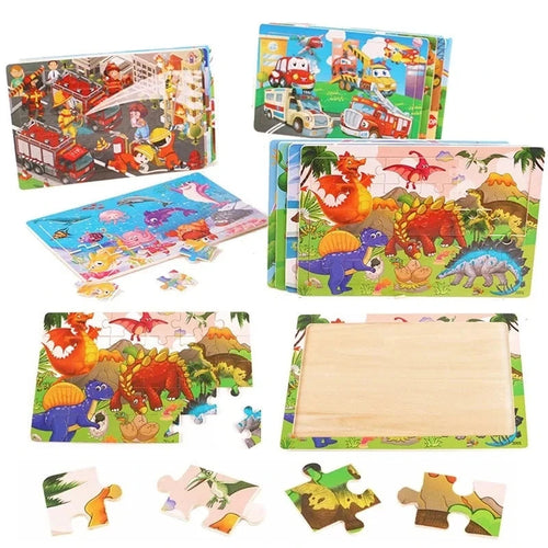 GeoPuzzle | Développez des Compétences avec des Animaux et des Véhicules - Puzzle en Bois