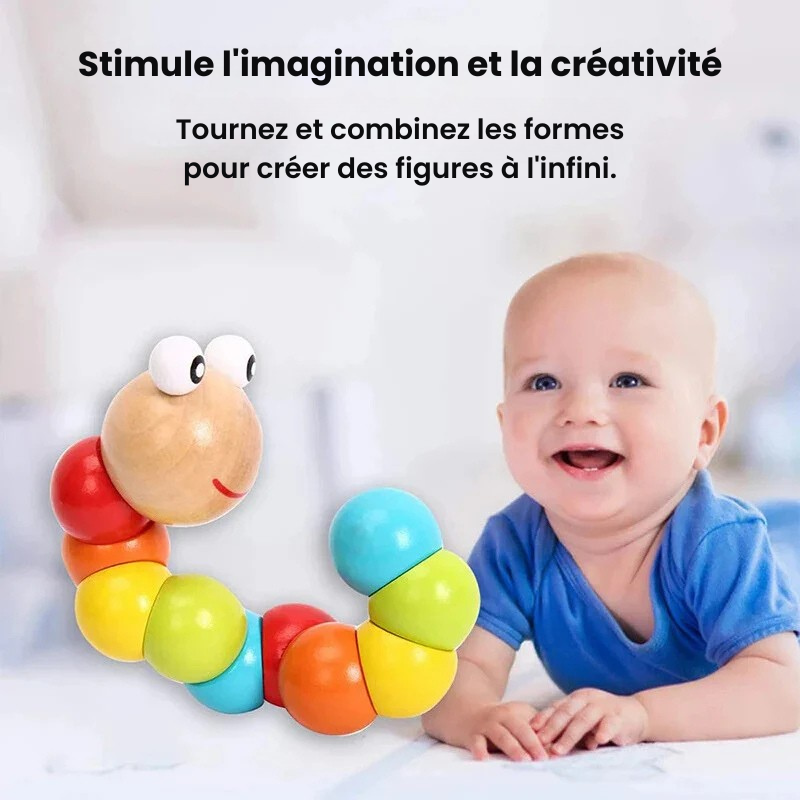 TwistyWorm | Plaisir Infini de Torsion et de Forme - Jouet en Bois de Chenille