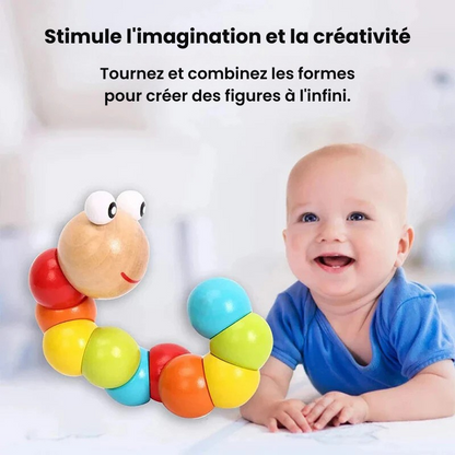 TwistyWorm | Plaisir Infini de Torsion et de Forme - Jouet en Bois de Chenille