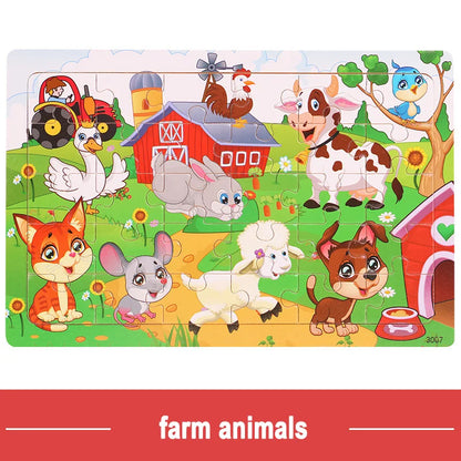 GeoPuzzle | Développez des Compétences avec des Animaux et des Véhicules - Puzzle en Bois