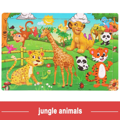 GeoPuzzle | Développez des Compétences avec des Animaux et des Véhicules - Puzzle en Bois