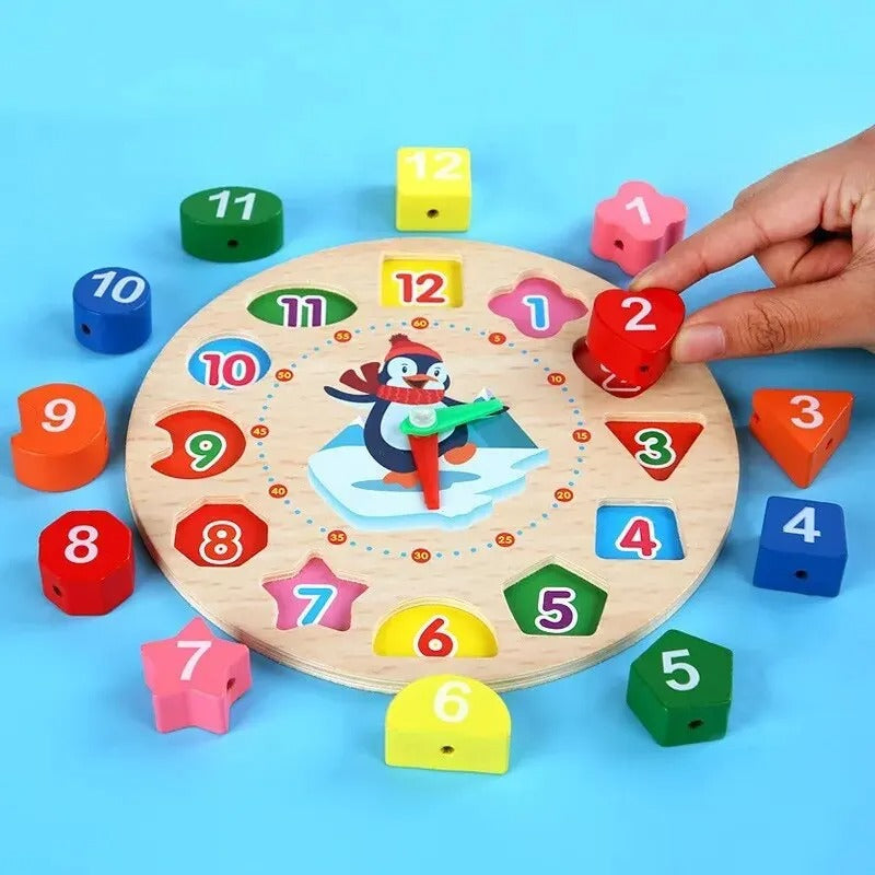 TimeTales | Apprendre à lire l'heure en s'amusant - Jouet d'horloge Montessori en bois