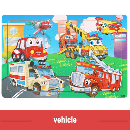 GeoPuzzle | Développez des Compétences avec des Animaux et des Véhicules - Puzzle en Bois